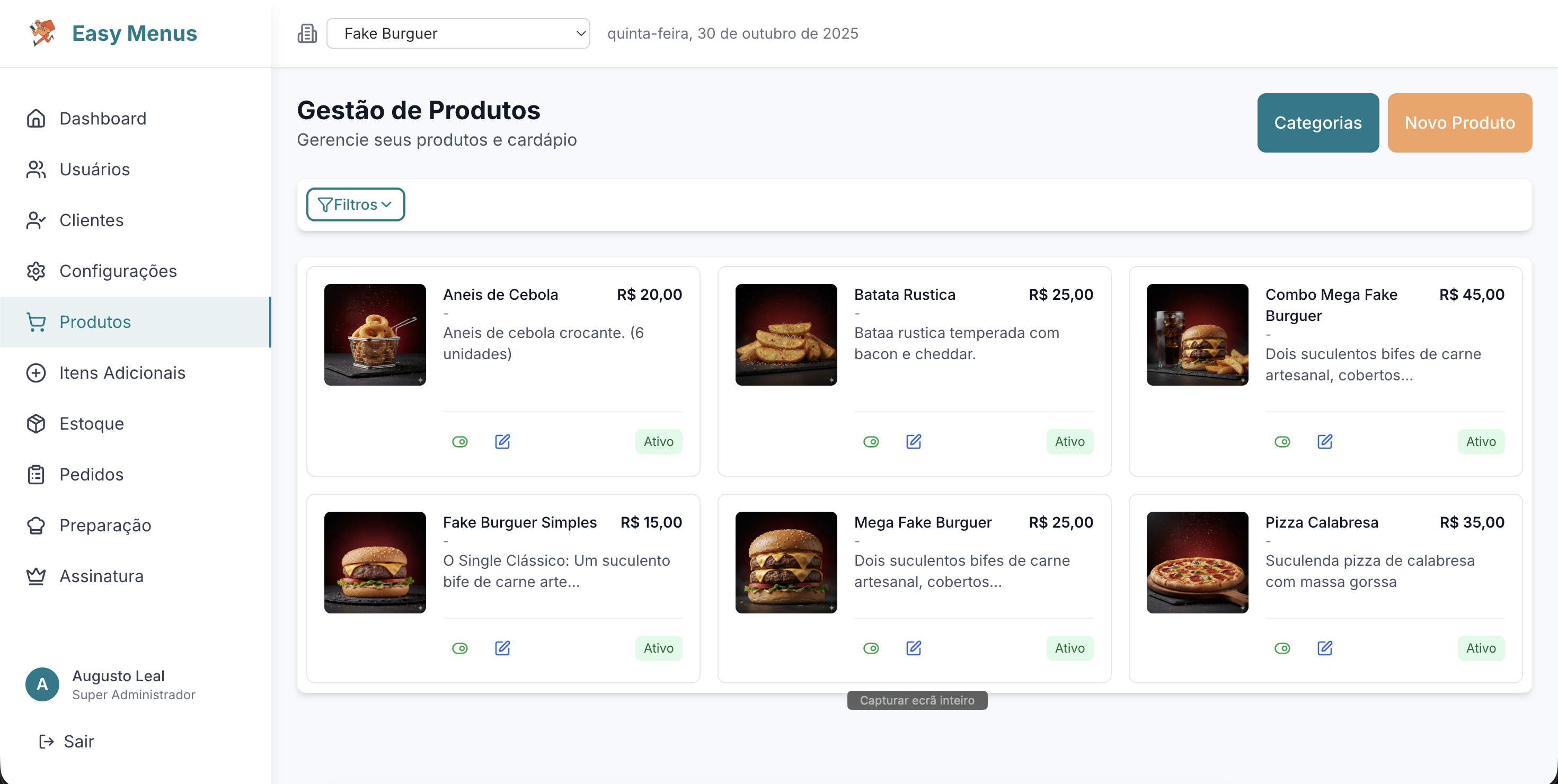 Cadastro de Produtos